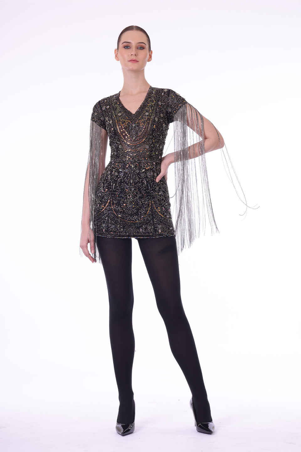 Chain detailing short dress