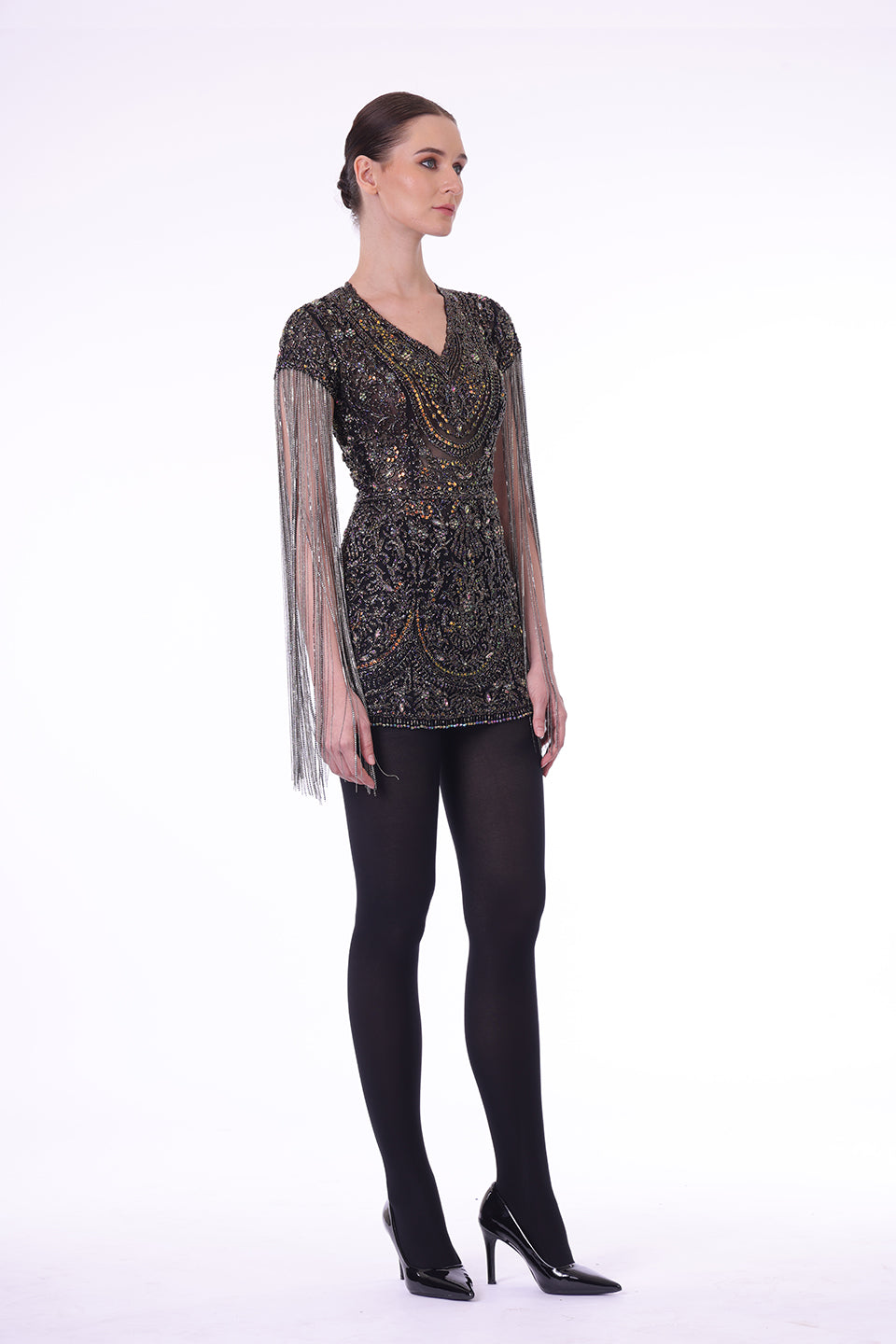 Chain detailing short dress