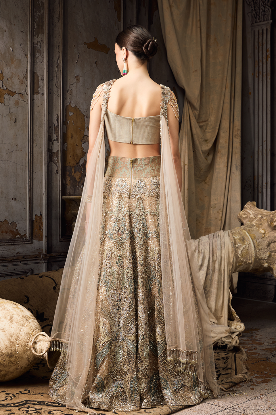 Green Embroidered Lehenga Set