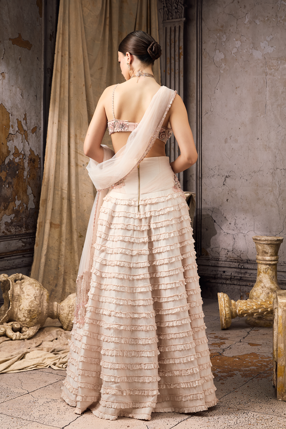 Pink Ruffled Lehenga Set