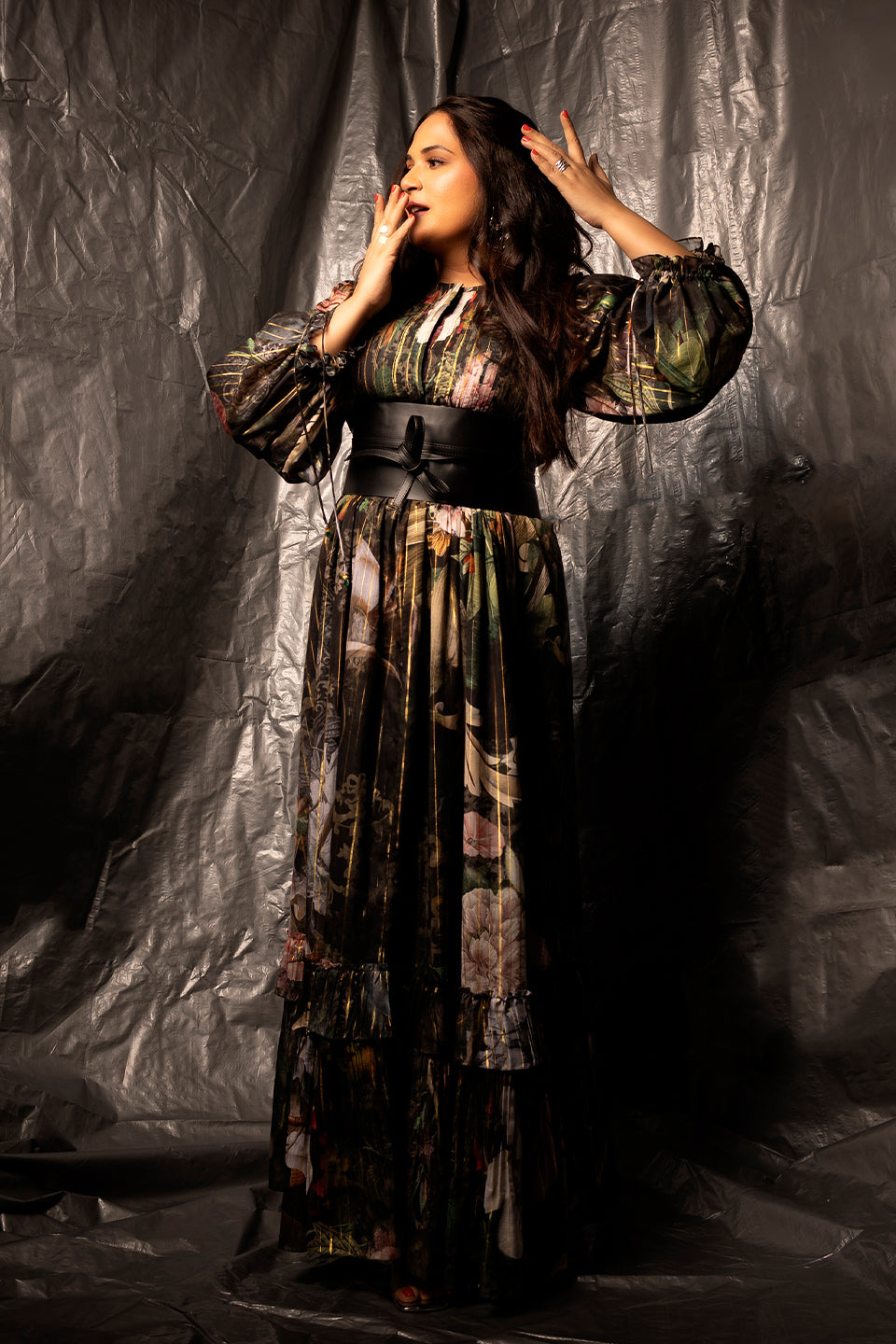 Richa Chadha in Balloon sleeves long dress