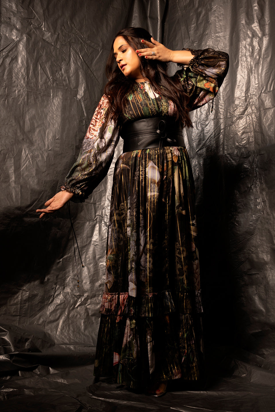 Richa Chadha in Balloon sleeves long dress Richa Chadha in Balloon sleeves long dress