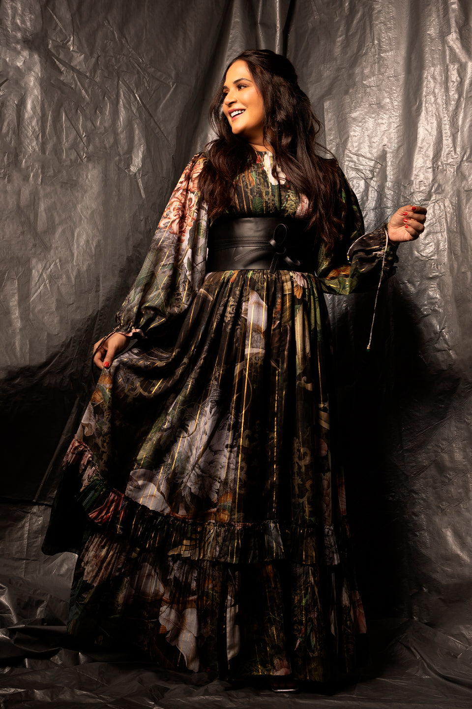 Richa Chadha in Balloon sleeves long dress