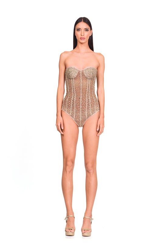 Handcrafted beaded bodysuit