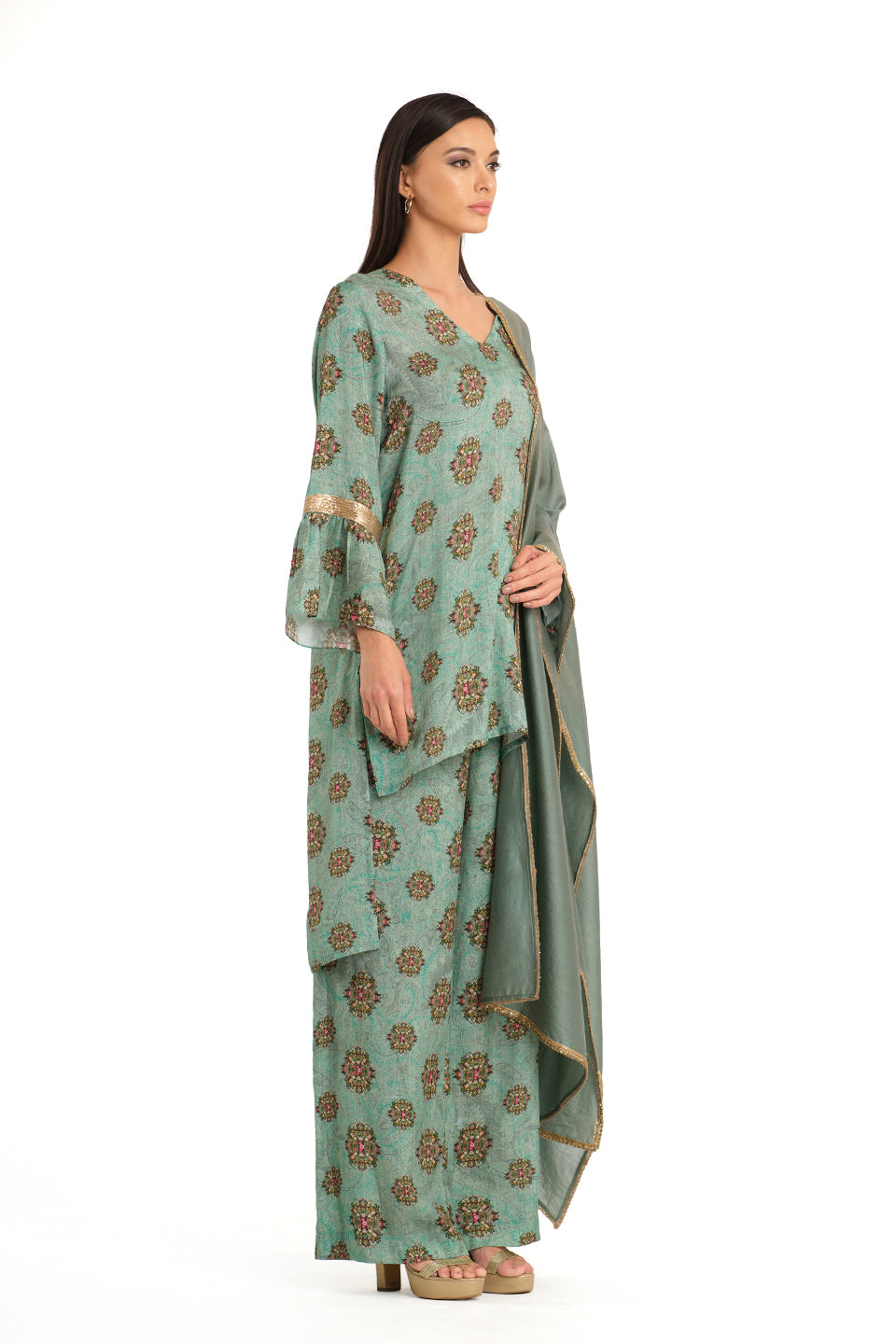 Floral motif High low tunic set