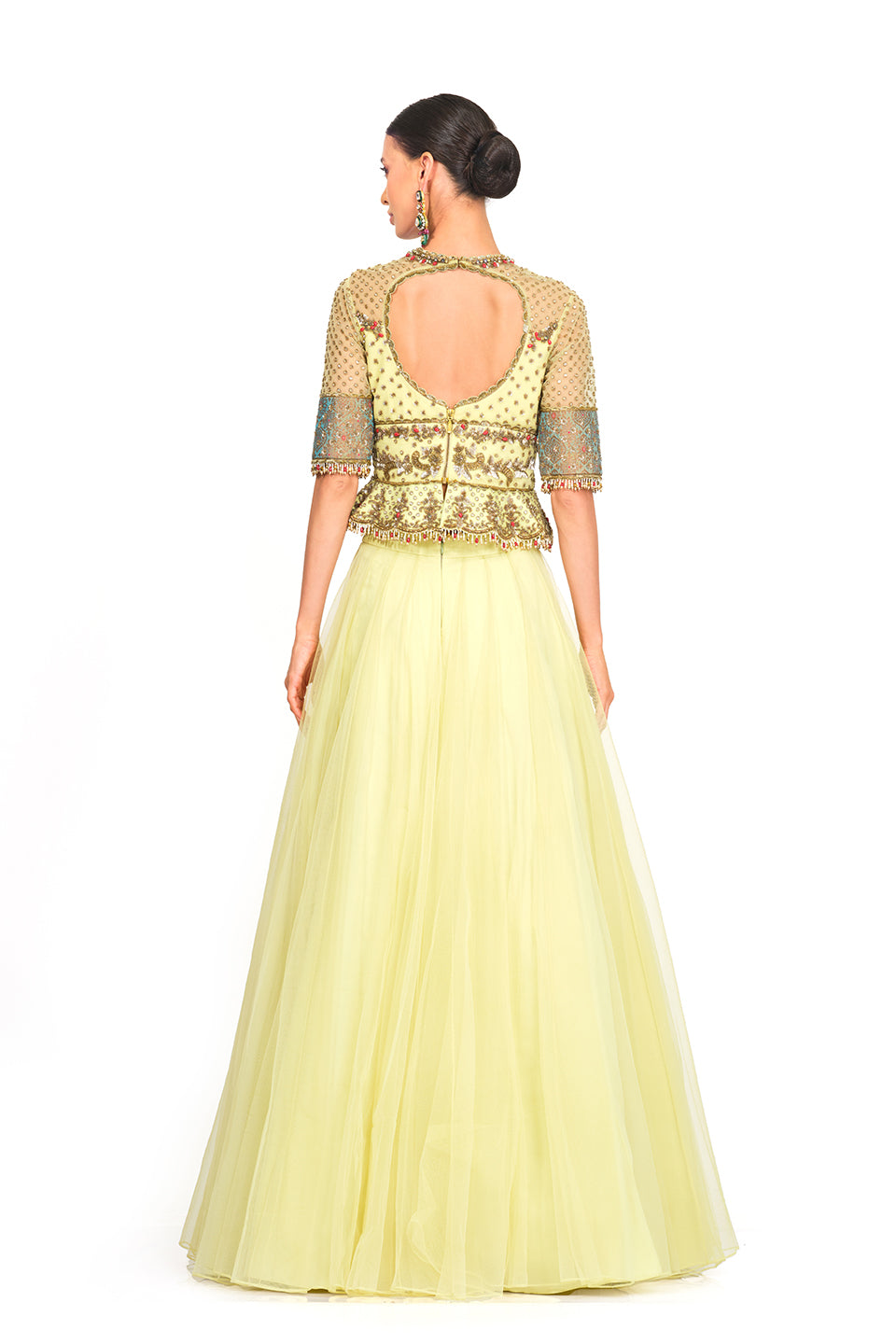 Tulle lehenga with peplum blouse