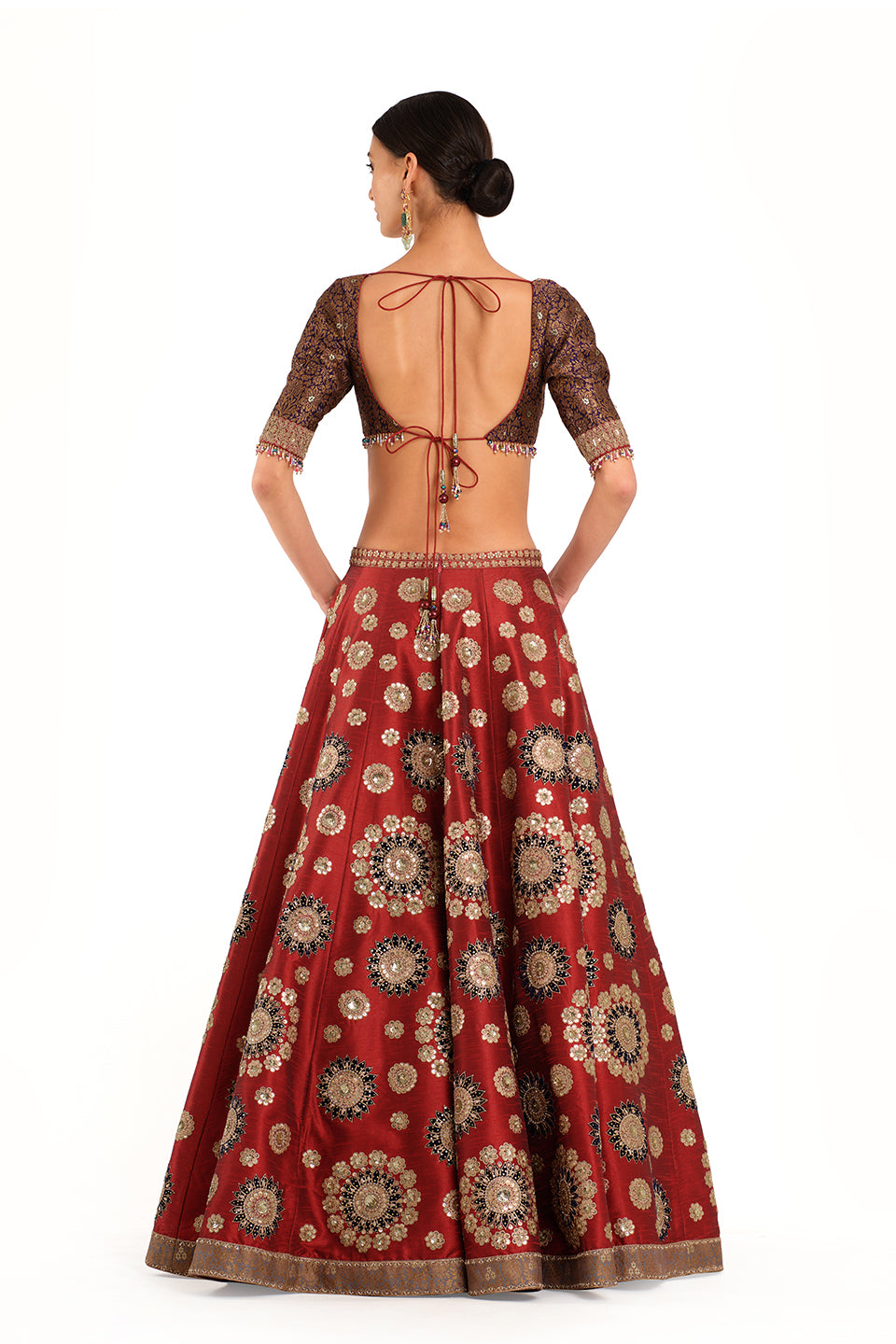 Embroidered Lehenga with Brocade Blouse