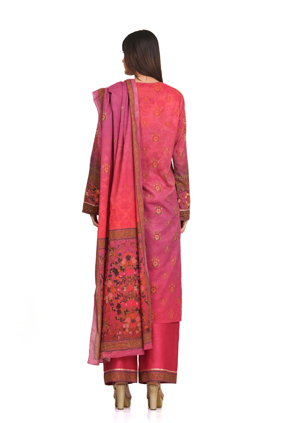 Pink tunic set with dupatta