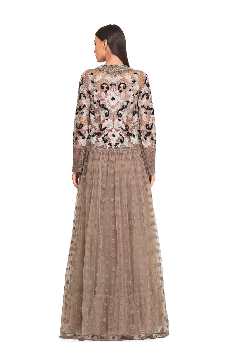 Long tunic with embroidered neckline