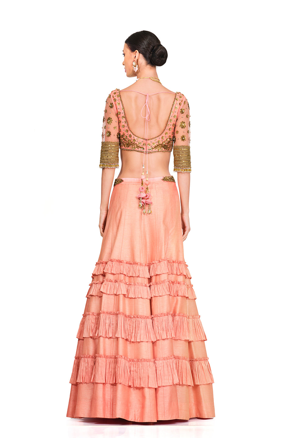 Silk Lehenga with Sequin Embroidered Blouse