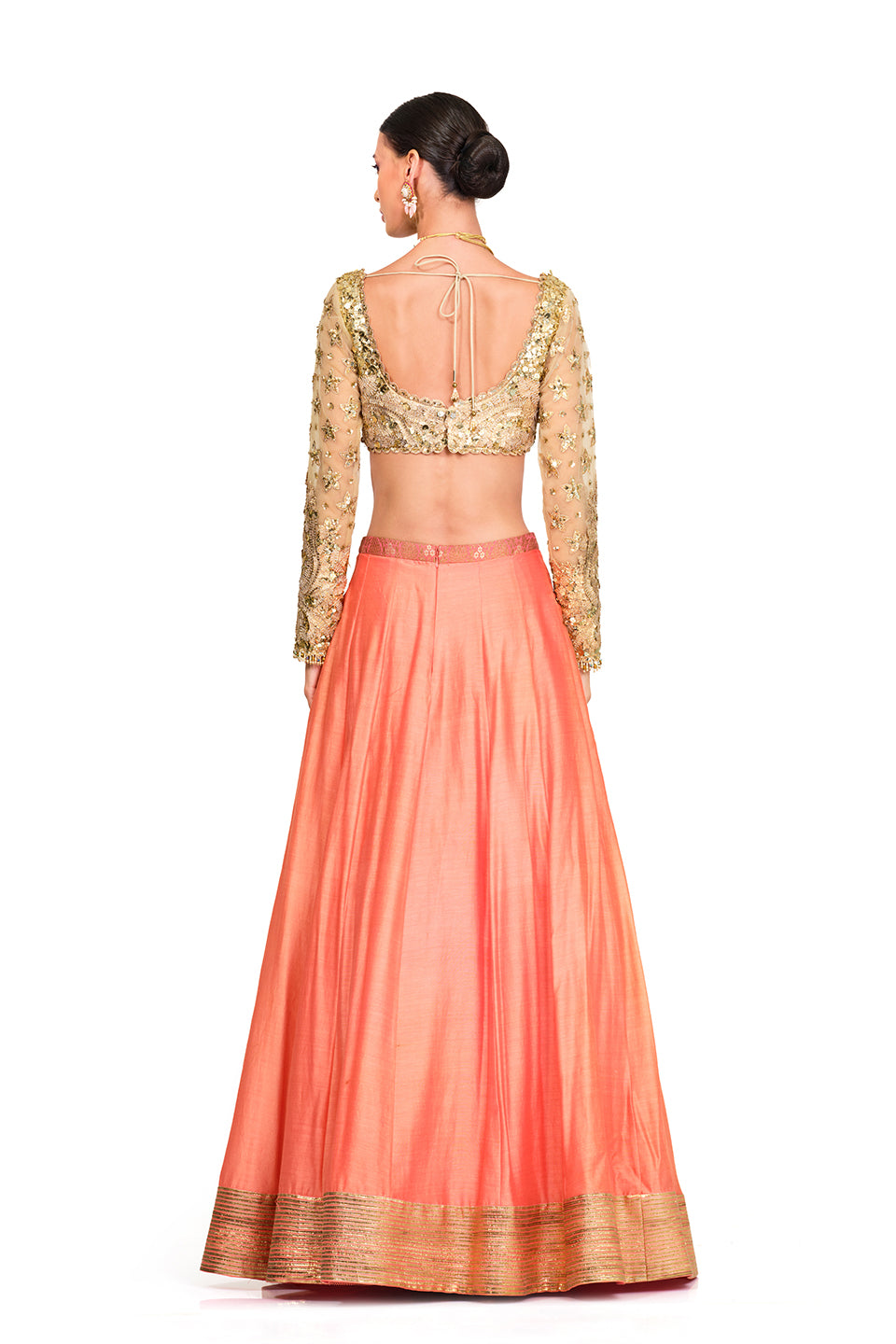 Silk Lehenga with Sequin Embroidered Blouse