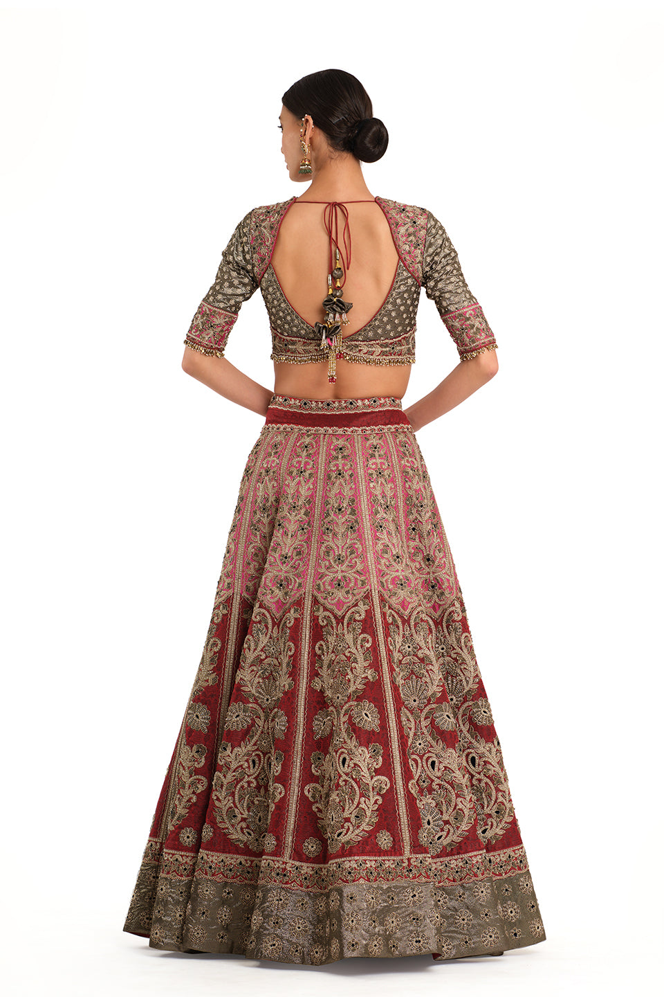 Brocade embroidered lehenga with blouse