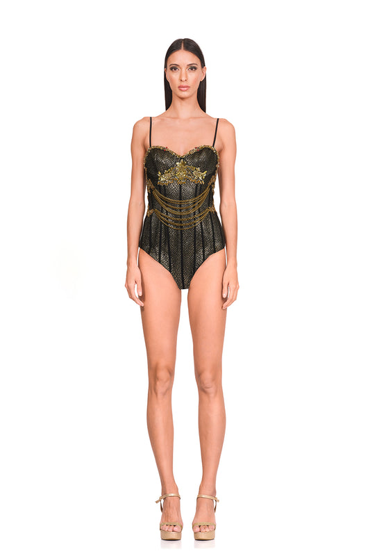 Chain detailing body suit
