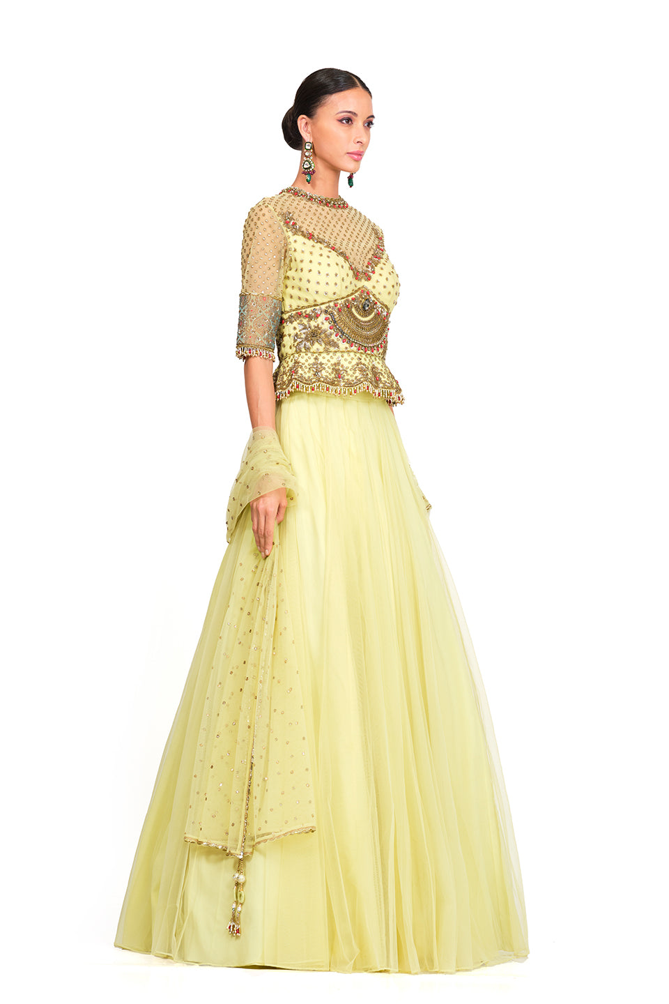 Tulle lehenga with peplum blouse