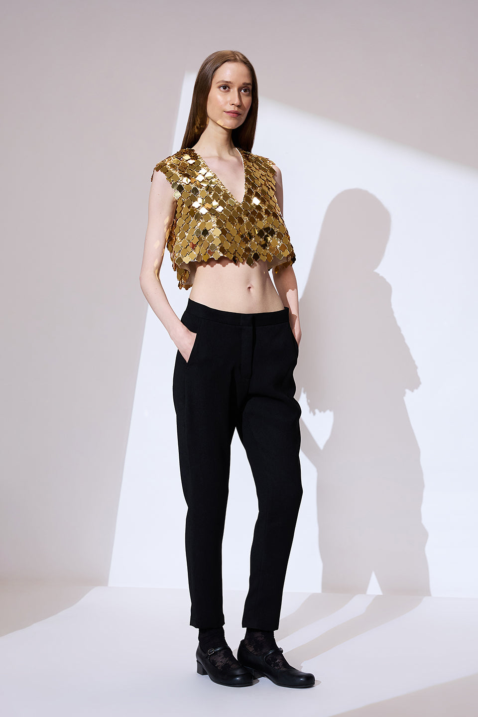 Gold jacket crop top