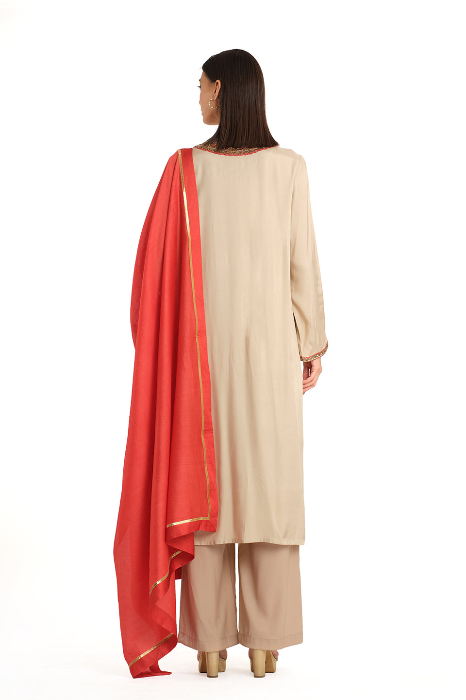 Pink embroidered tunic set