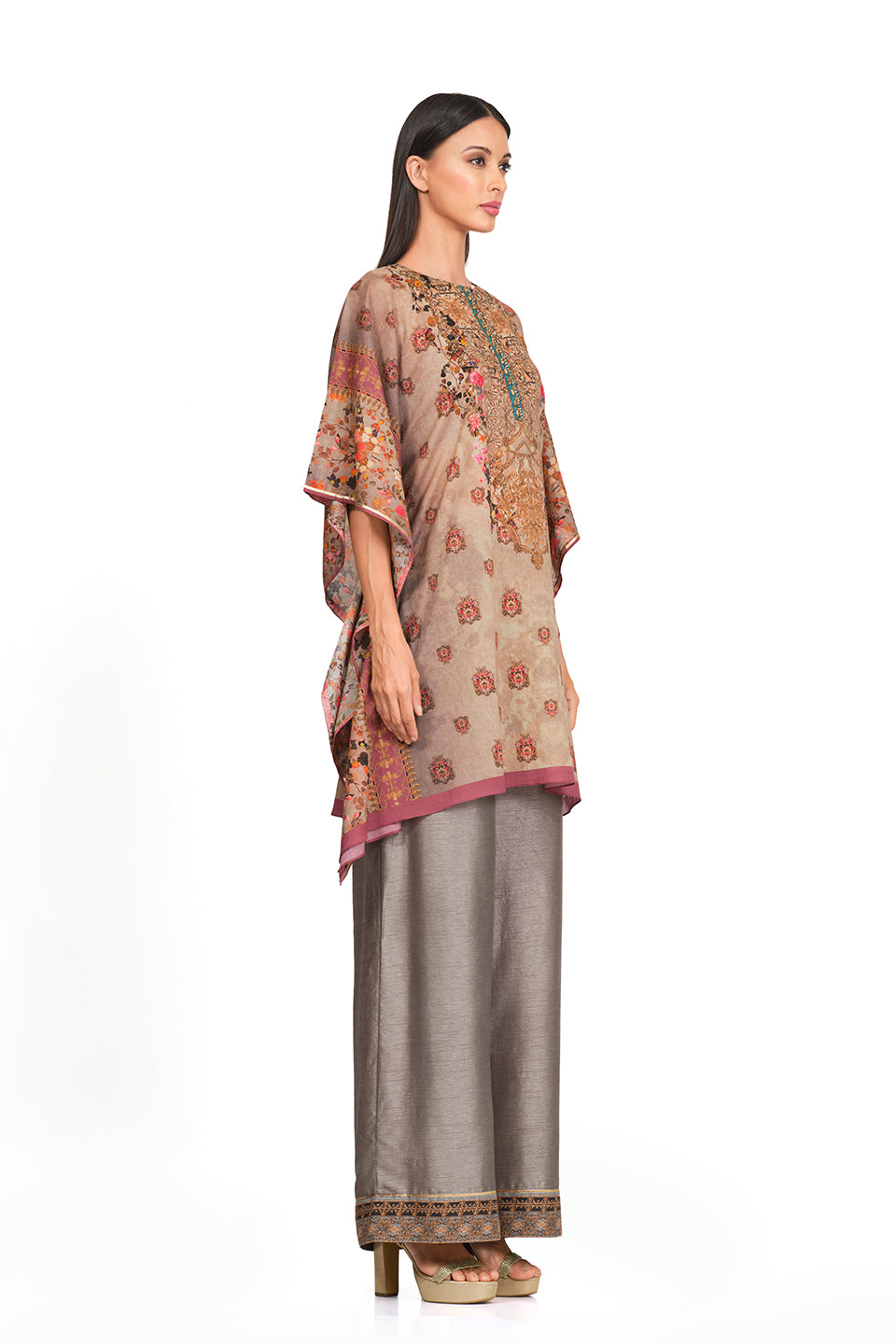 Taupe printed Kaftan