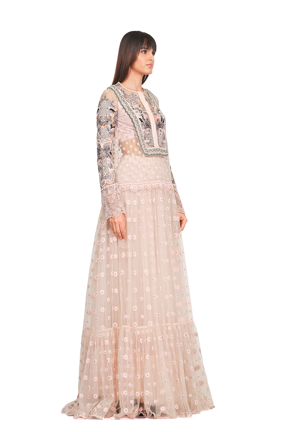 Long tunic with patchwork embroidery