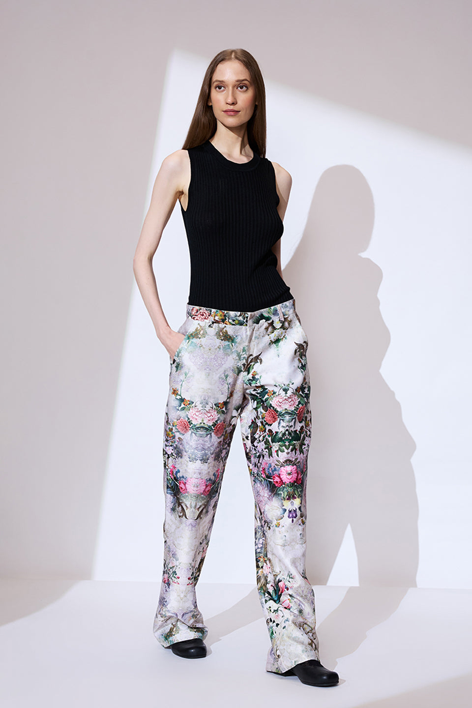 Ivory printed trouser