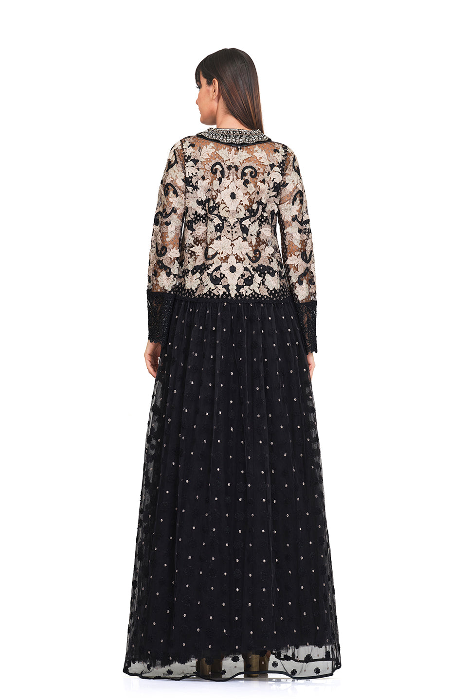 Long tunic with embroidered neckline