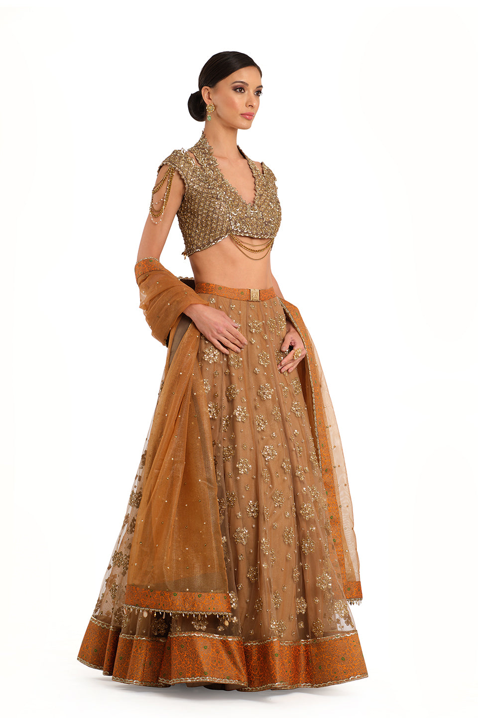 Embroidered Lehenga with Blouse and Dupatta