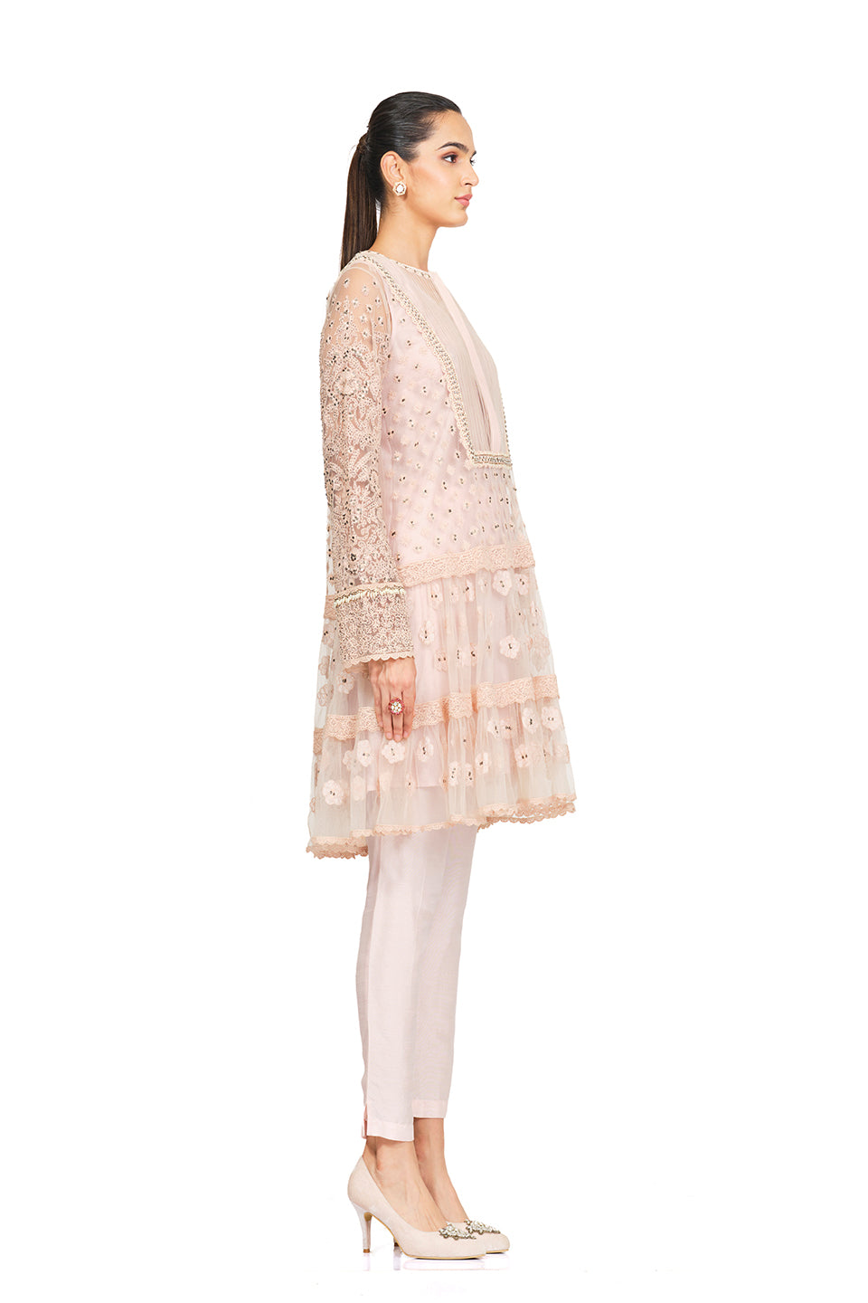 Pink Embroidered tunic set