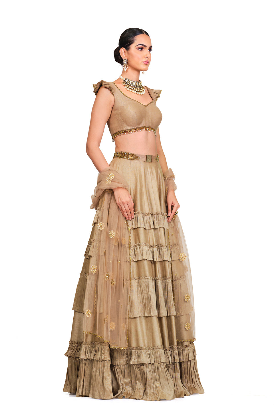 Silk Frill Lehenga with Ruffled Blouse