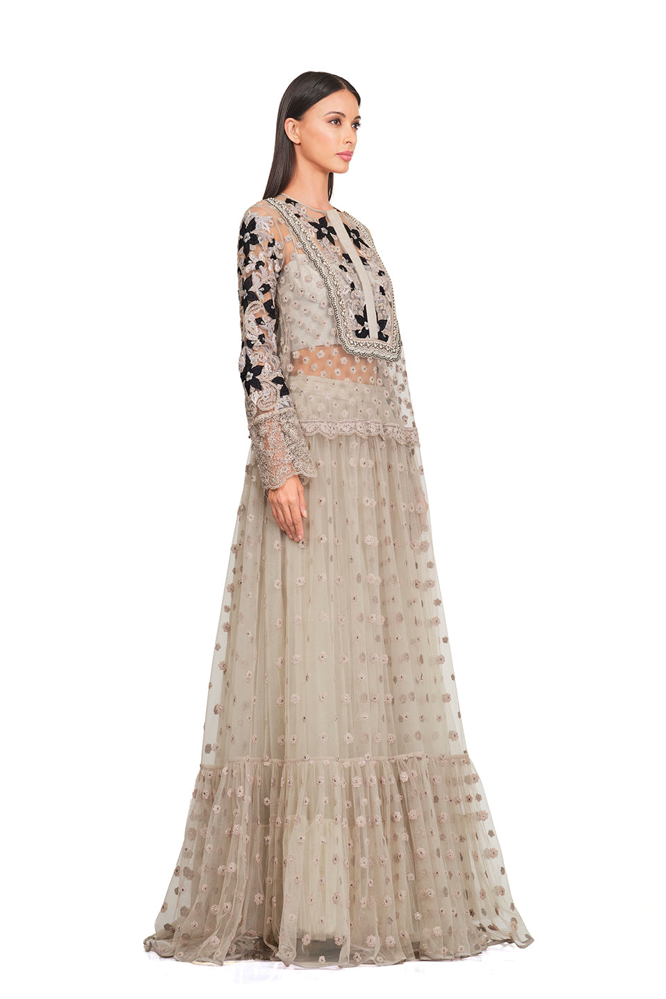 Long tunic with patchwork embroidery
