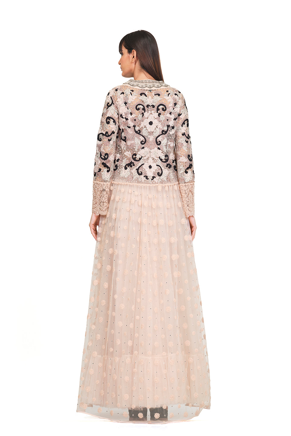 Long tunic with embroidered neckline