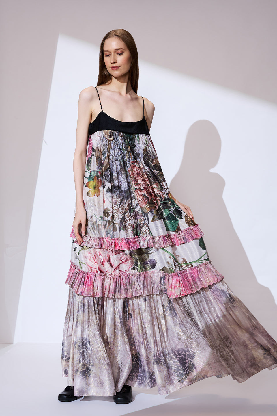 Ivory ruffled long dress