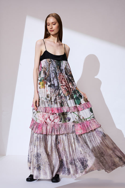 Ivory ruffled long dress