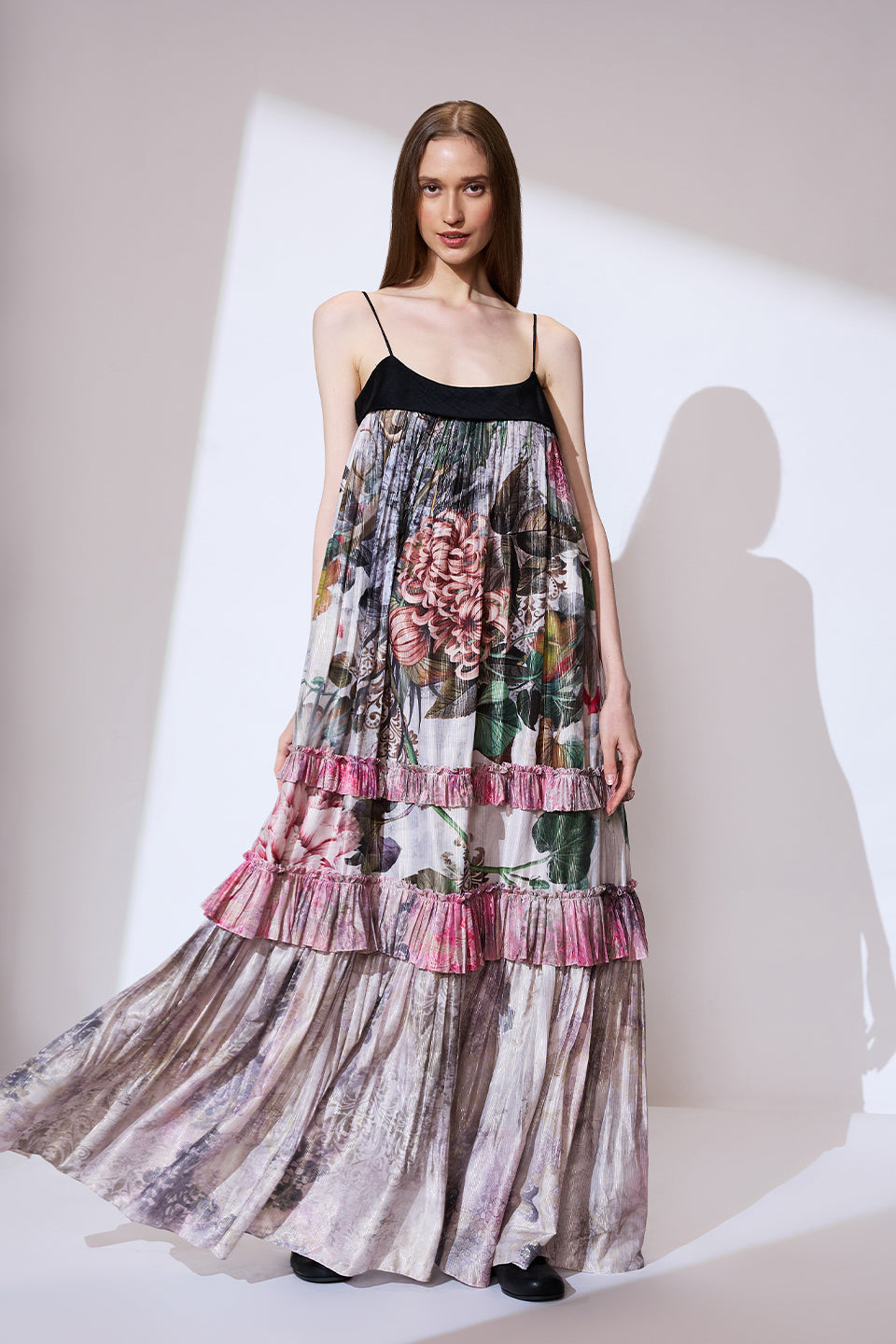 Ivory ruffled long dress