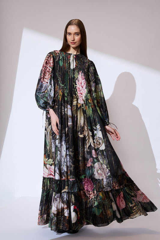 Balloon sleeves long dress