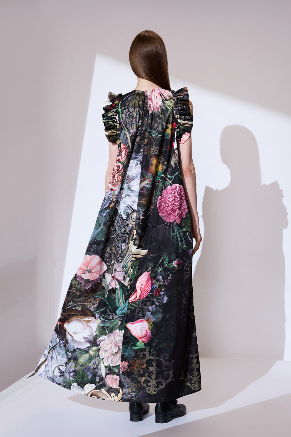 Black long printed dress