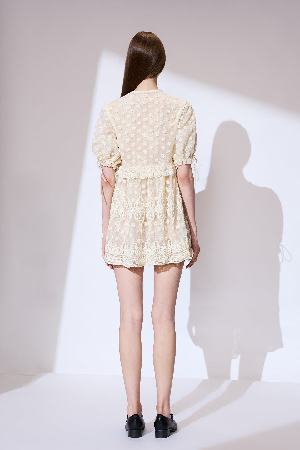 Ivory self work dress