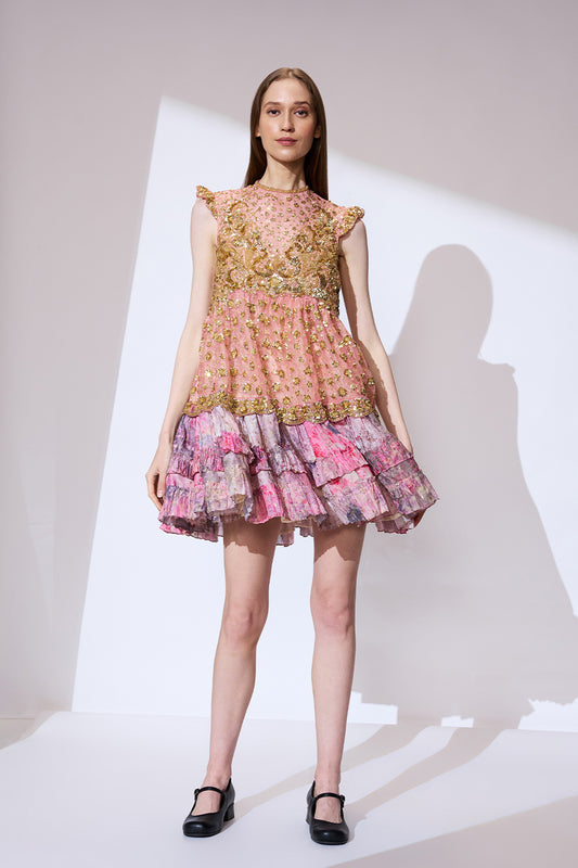 Pink embroidered dress