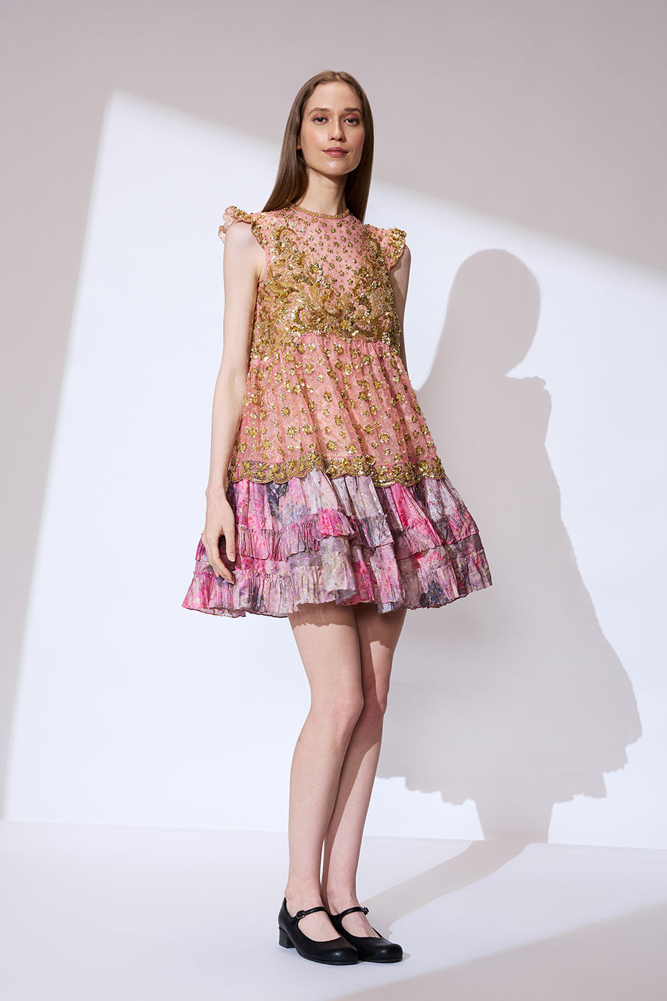 Pink embroidered dress