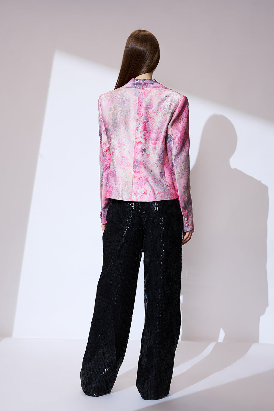 Pink printed blazer