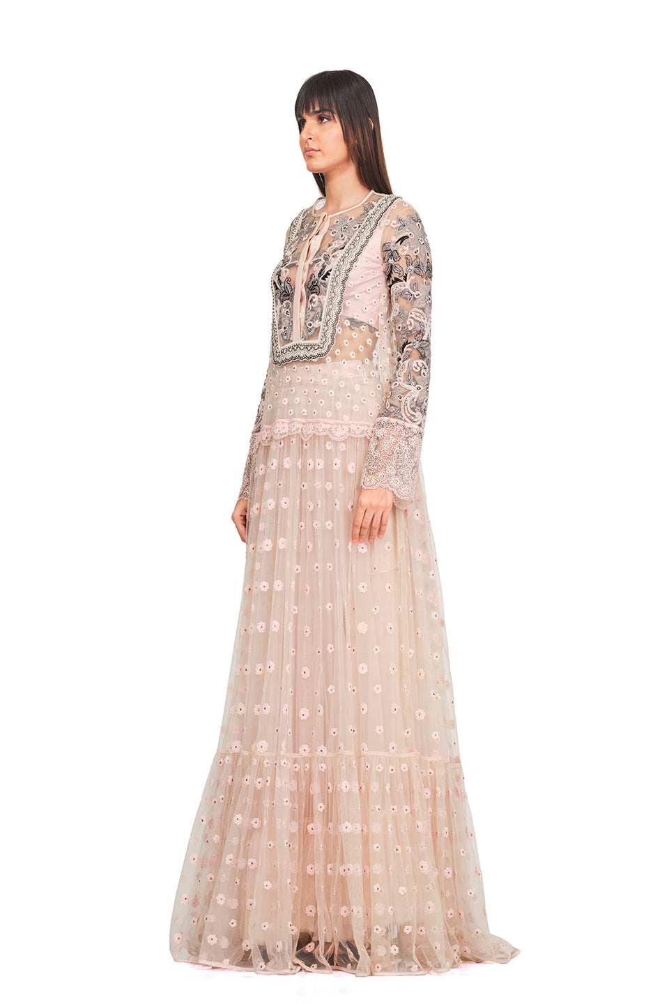 Long tunic with patchwork embroidery