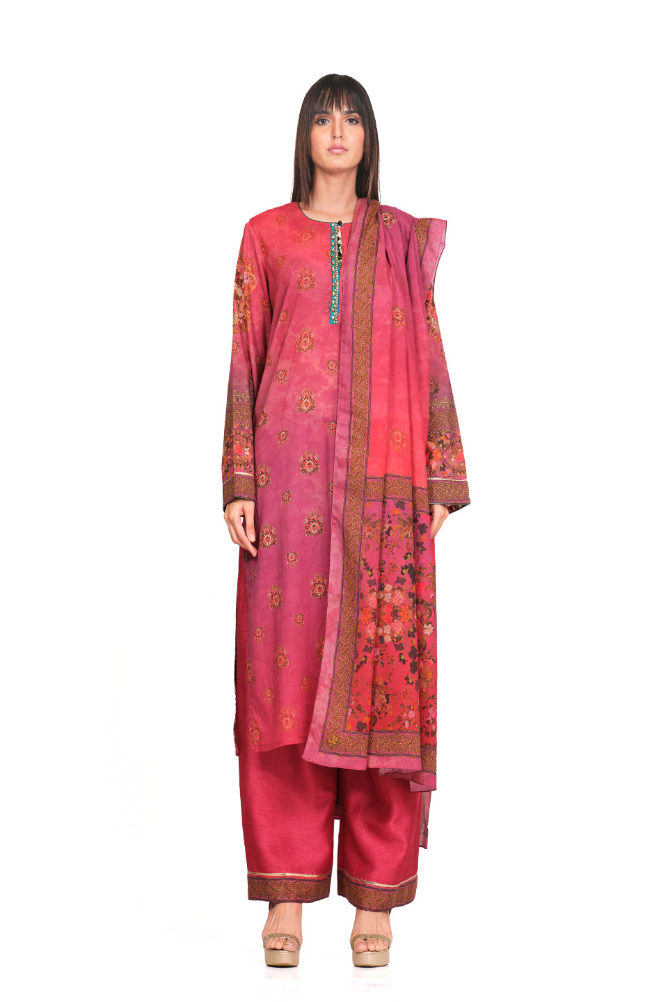 Pink tunic set with dupatta