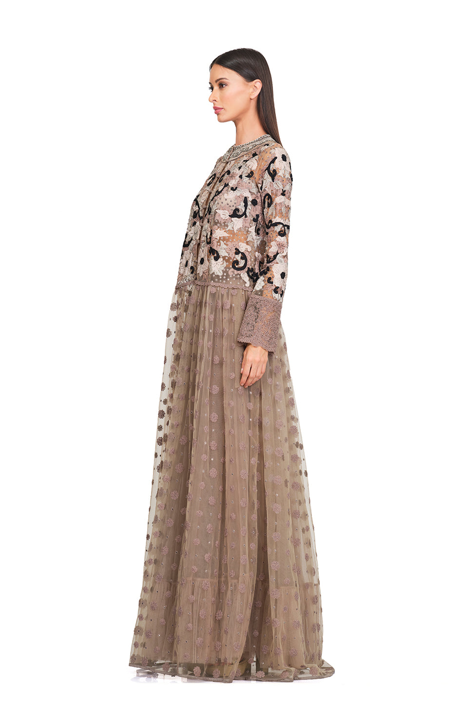 Long tunic with embroidered neckline