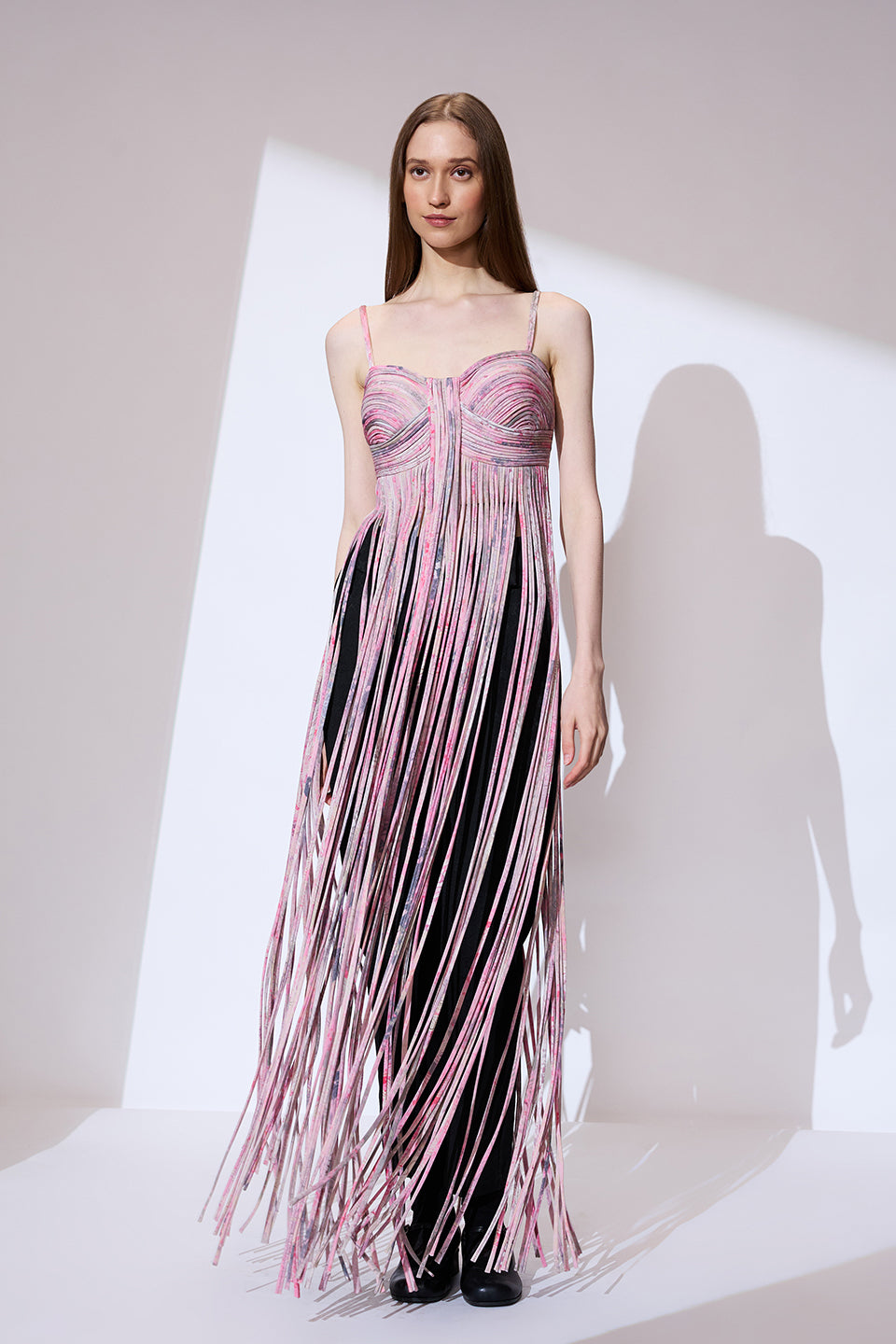 Printed cord work long top