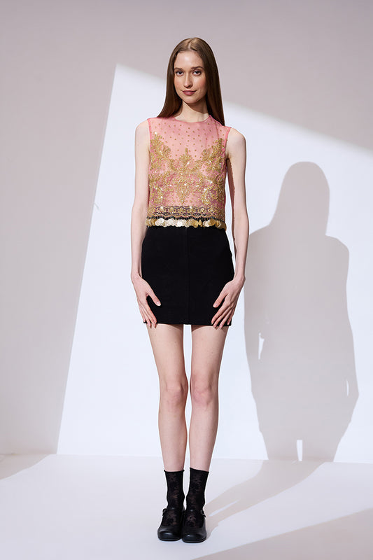 Pink embroidered top