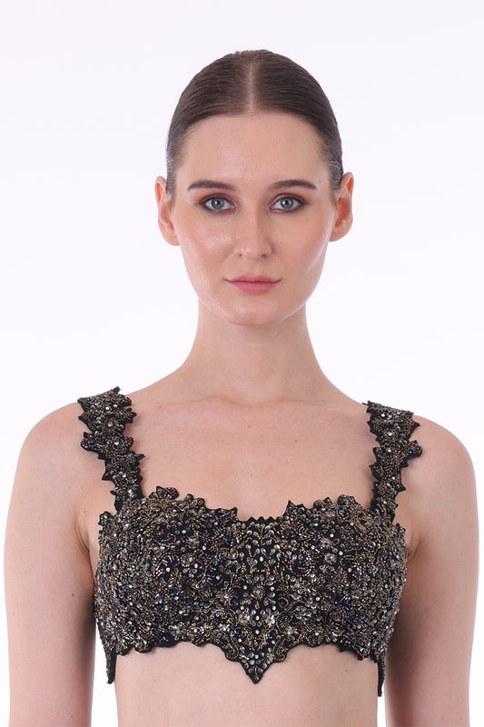 Black embroidered top