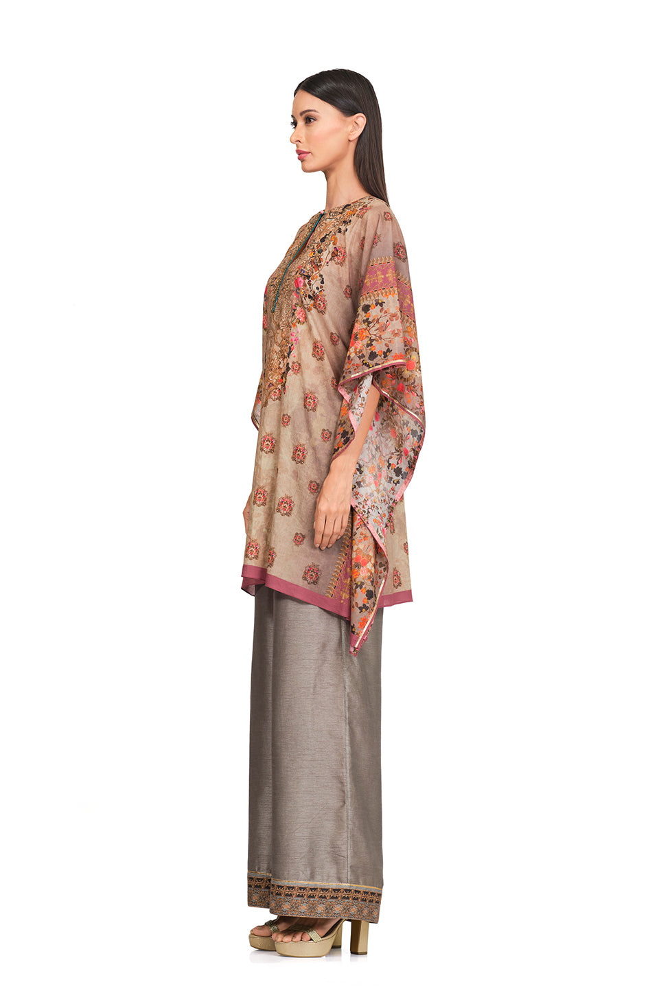 Taupe printed Kaftan