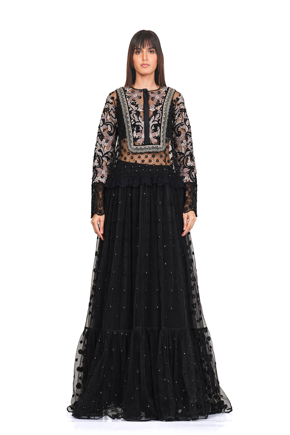Long tunic with patchwork embroidery