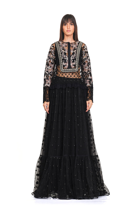 Long tunic with patchwork embroidery