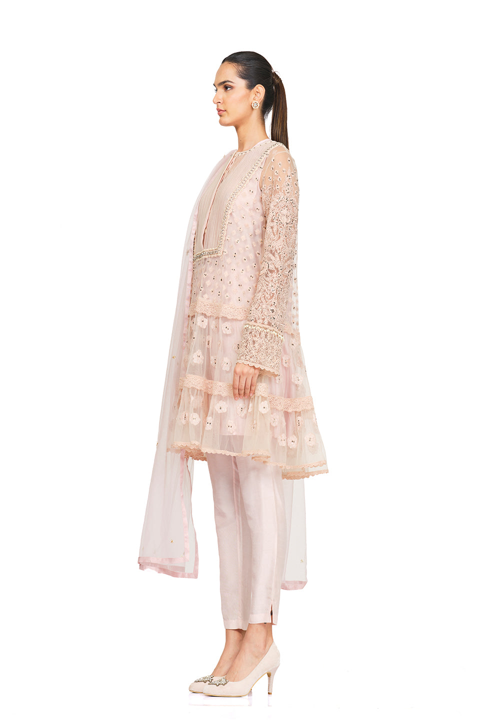 Pink Embroidered tunic set