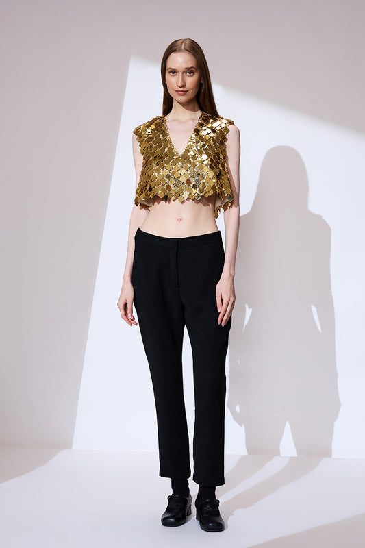 Gold jacket crop top