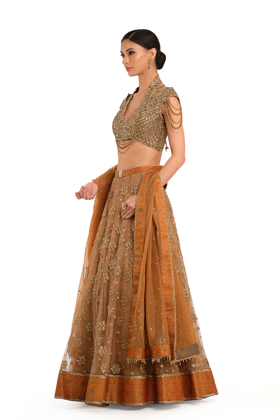 Embroidered Lehenga with Blouse and Dupatta